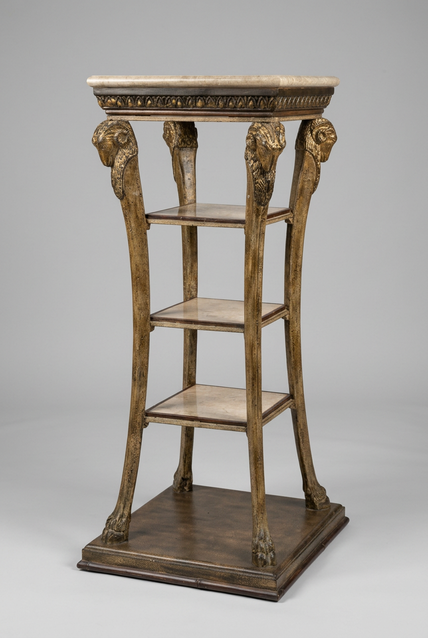 Ram's Head Multi-Tier Pedestal w/Marble