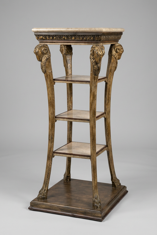 Ram's Head Multi-Tier Pedestal w/Marble