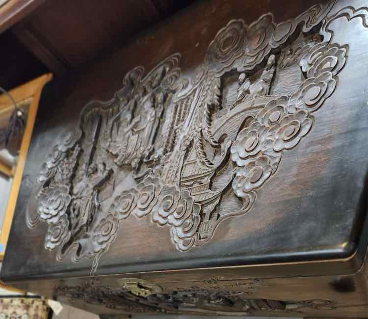 Carved Asian Camphor Lined Chest