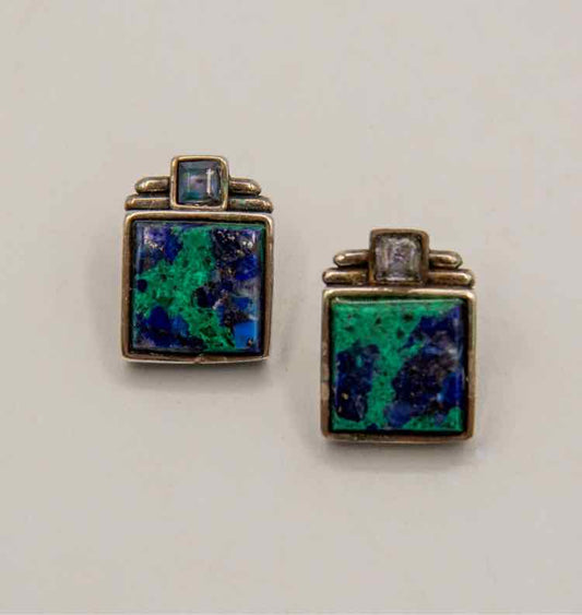 .925 Azurite/Grey Stone Earrings