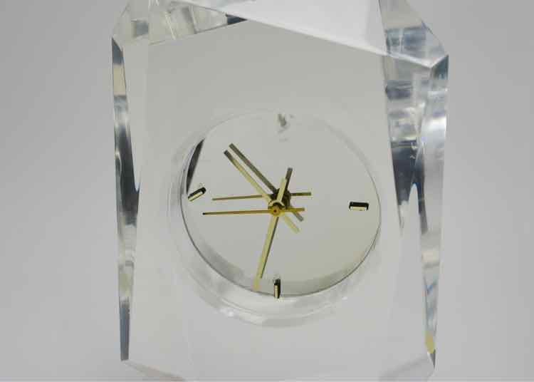 Lucite Asymmetrical Desk Clock