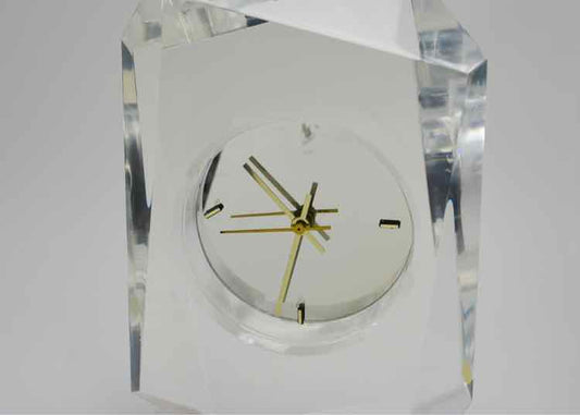 Lucite Asymmetrical Desk Clock