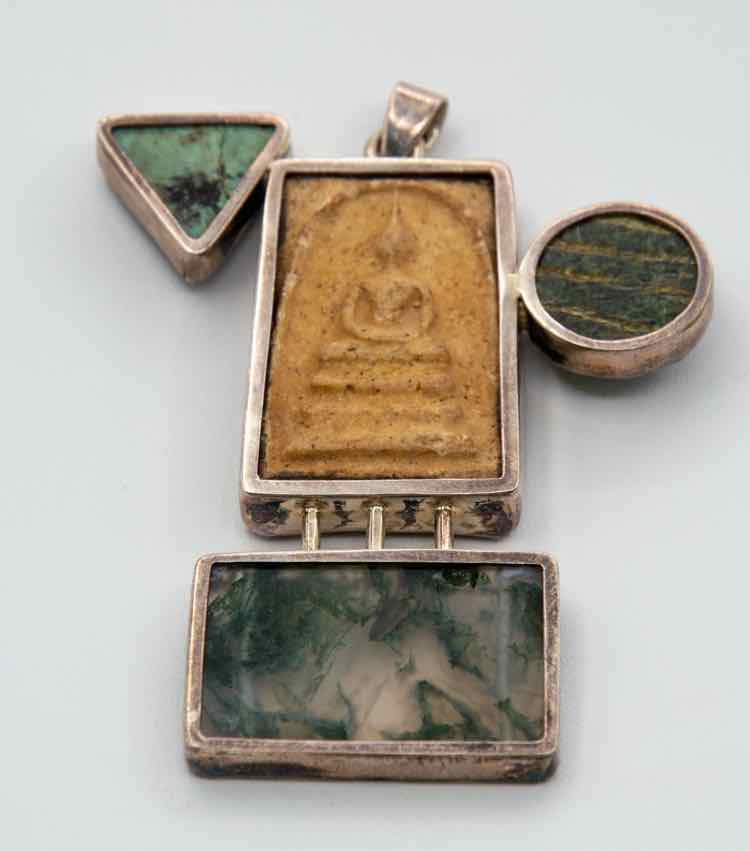 .925 Moss Agate/Soapstone/Turquoise Pendant