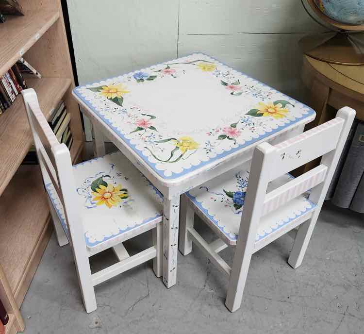 Handpainted Childrens Table w/2 Chairs