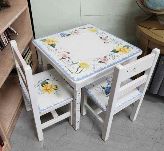 Handpainted Childrens Table w/2 Chairs