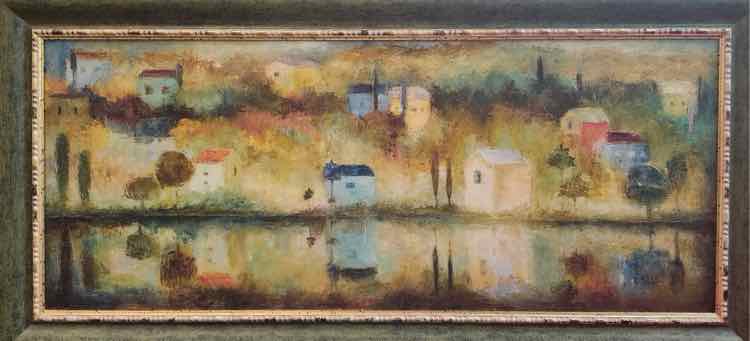 Art 'In the Village' Acrylic Retouched Lela Mahorbeli