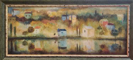 Art 'In the Village' Acrylic Retouched Lela Mahorbeli