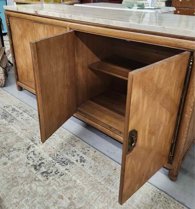Mid Century Marble Top Credenza