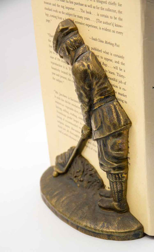 Vtg. Brass Golfer Bookends