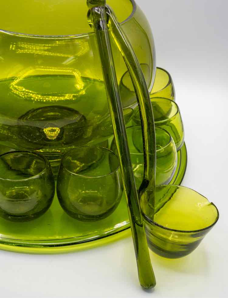 MCM Chartreuse Hand Blown Puch Bowl