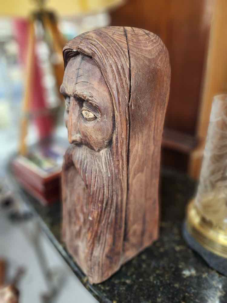 Carved Wood Bearded Man