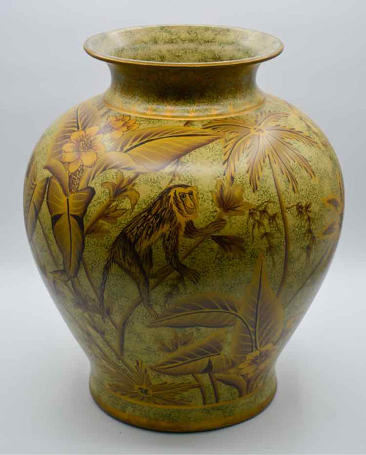 Green Toyo Gold Tone Painted Vase