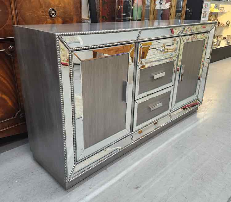 Grey Mirrored Sideboard Cabinet